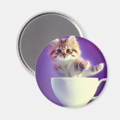 Chatte de saut dans une tete - aimant de chat (Recto/Verso)