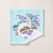 Chatte Fée Blanche Fantastique Champignon Bleu Cap (Gant de toilette)