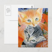 chatte halloween kitties carte postale (Devant / Derrière)