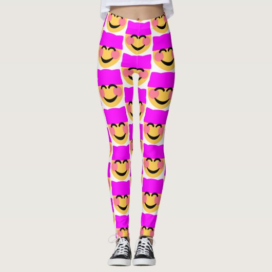 chatte rose casquette émoji leggings (Devant)