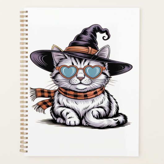 Chatte sorcière cool Chat de Halloween mignon ave (Devant)