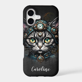 Chatte steampunk mignonne avec des horloges et des