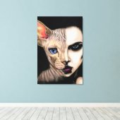 Chatte - Toile de visage - Impression sur toile - (Insitu (Plancher de Bois))
