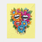 Chatty Blossoms Taza Fleece Deken (Voorkant)