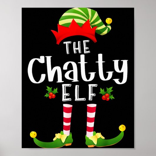 Chatty Christmas Elf Matching Pajama X-mas Party  Poster (Voorkant)
