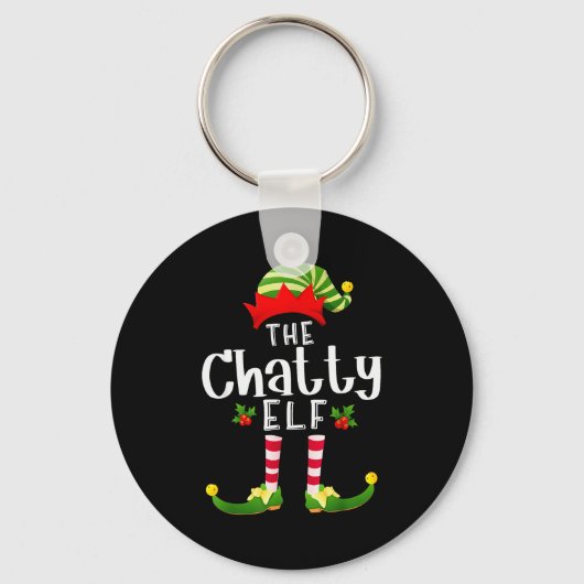 Chatty Christmas Elf Matching Pajama X-mas Party  Sleutelhanger (Voorkant)