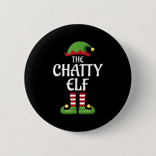 Chatty Elf Family Matching Group Kerstmis Ronde Button 5,7 Cm (Voorkant)