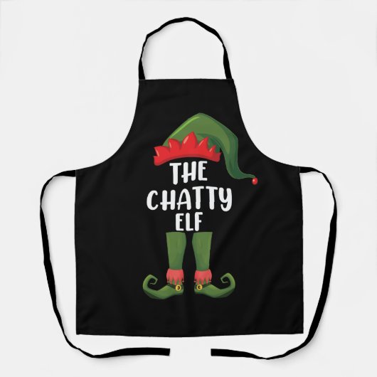 Chatty Elf Family Matching Group Kerstmis Schort (Voorkant)