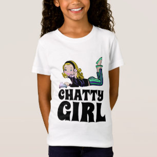 CHATTY PHONE GIRL RETRO KINDER GIRLS T-SHIRLS T-SHIRT