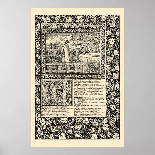 Chaucer Leaf van Kelmscott Press Poster (Voorkant)