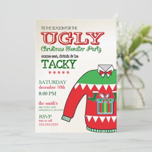 Chaud affreux Noël Fête Invitation (Debout devant)