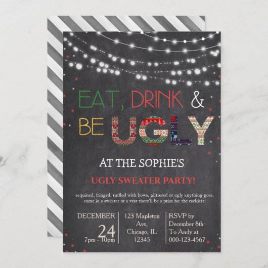 Chaud affreux Noël Fête Invitation (Devant / Derrière)