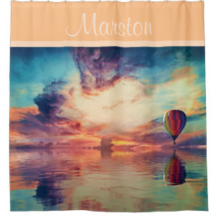 Chaud Air Balloon Sunrise Nom Peach Douche Rideau