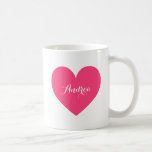 Chaud Coeur rose Personnalisé Script Mug<br><div class="desc">Tasse ronde moderne et mignonne avec un script de calligraphie moderne à coeur rose chaud. Cette tasse sera parfaite en cadeau. Des articles similaires et d'autres couleurs sont disponibles.</div>