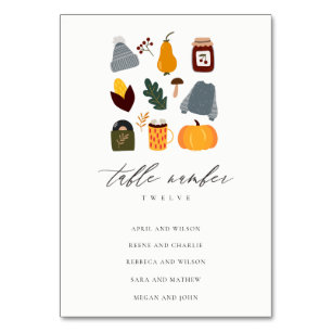 Chaud Cosy Automne Essentiel Mariage Carte de sièg