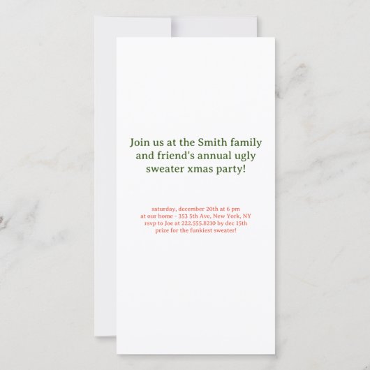 Chaud de Noël moche Fête Invitation (Dos)