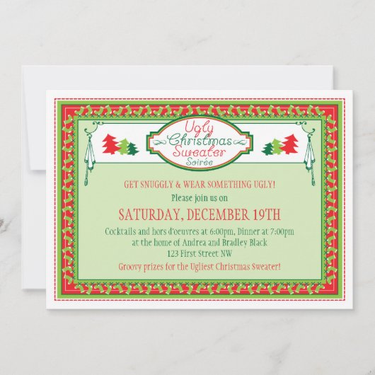 Chaud de Noël moche Fête Invitation (Devant)