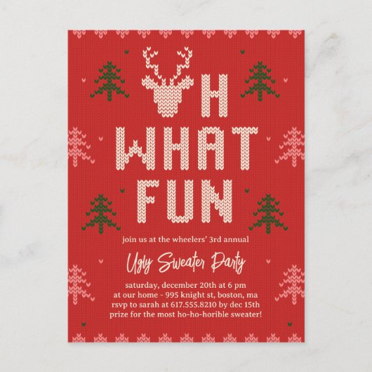 Chaud de Noël moche Invitation de vacances Carte p (Devant)