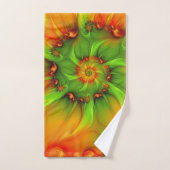 Chaud Été Vert Orange Abstrait coloré Fractal (Serviette à main)