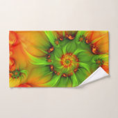 Chaud Été Vert Orange Abstrait coloré Fractal (Serviette à main)