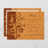 Chaud Golden Automne Swirl RSVP Répondre Carte pos (Devant / Derrière)