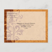 Chaud Golden Automne Swirl RSVP Répondre Carte pos (Dos)