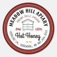 Chaud Miel Étiquette Fresno Chili Infusé Red Borde