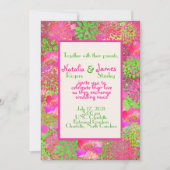 Chaud Pink Lime Green Floral Dahlia Invitation (Devant)