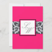 Chaud rose Damas Faire-part de mariage Monogramme (Dos)