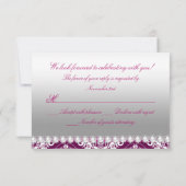 Chaud rose Damask & Pearl Bow Quinceanera RSVP (Dos)