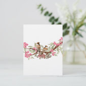 Chaud rose et gris Vintage Oiseaux Mariage RSVP (Debout devant)