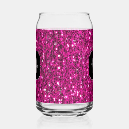 Chaud rose étincelant girly bling Custom Monogramm (Droite)