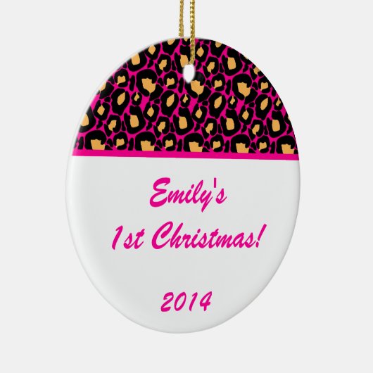 Chaud rose Leopard Spot Nom personnalisé Ornement (Droite)