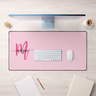 Chaud rose moderne Script Girl Monogramme Nom