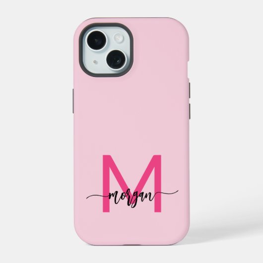 Chaud rose moderne Script Girl Monogramme Nom (Verso)