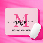 Chaud rose moderne Script Girl Monogramme Nom<br><div class="desc">Ajoutez une pop de couleur à votre espace de travail avec notre Hot Pink Modern Script Girly Monogramme Nom de souris Pad! Doté d'un design rose vif et personnalisé avec votre nom dans un script moderne chic, ce pavé de souris mélange style et fonctionnalité. La surface lisse assure des mouvements...</div>