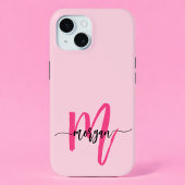Chaud rose moderne Script Girl Monogramme Nom