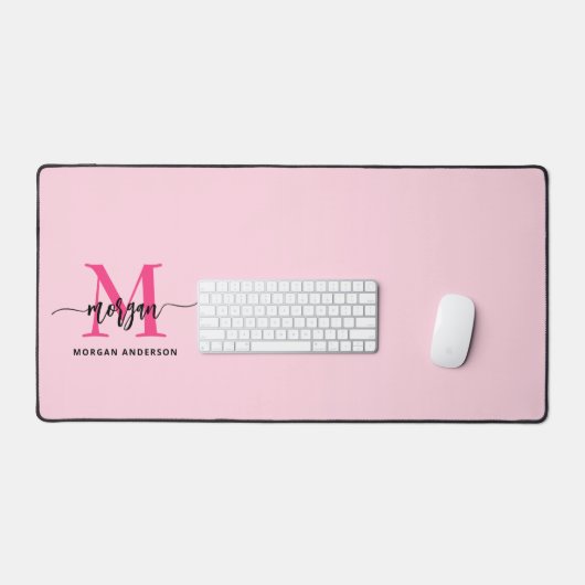 Chaud rose moderne Script Girl Monogramme Nom (Clavier et souris)