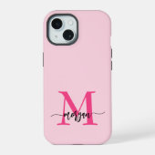 Chaud rose moderne Script Girl Monogramme Nom (Verso)