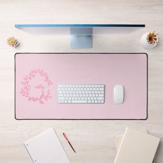 Chaud rose moderne Script Girl Monogramme Nom (Bureau 1)