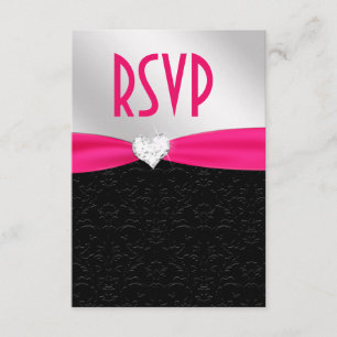 Chaud rose noir Floral Damask Diamond Heart RSVP