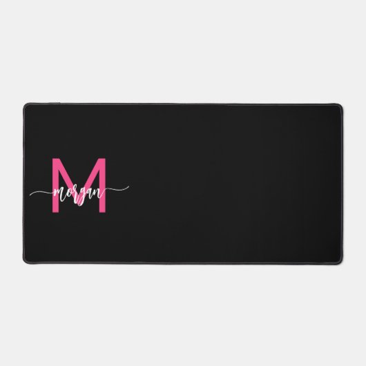 Chaud rose noir moderne Script Girl Monogramme Nom (Recto)