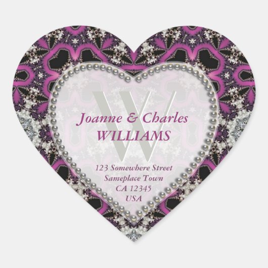 Chaud rose violet +noir dentelle Stickers monogram (Devant)