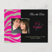 Chaud rose zèbre Enregistrer la date Photo cartes  (Devant)