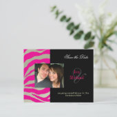 Chaud rose zèbre Enregistrer la date Photo cartes (Debout devant)