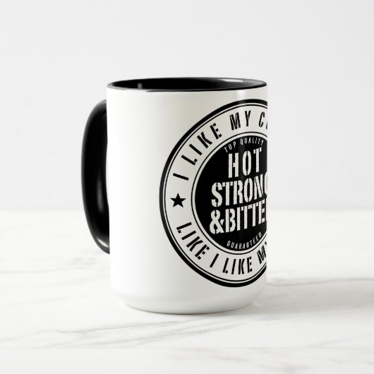 Chaud Strong & Bitter Men Café Mug (Devant gauche)