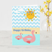 Chaudières de cygne dans l'eau Carte d'anniversair (Fleur jaune)