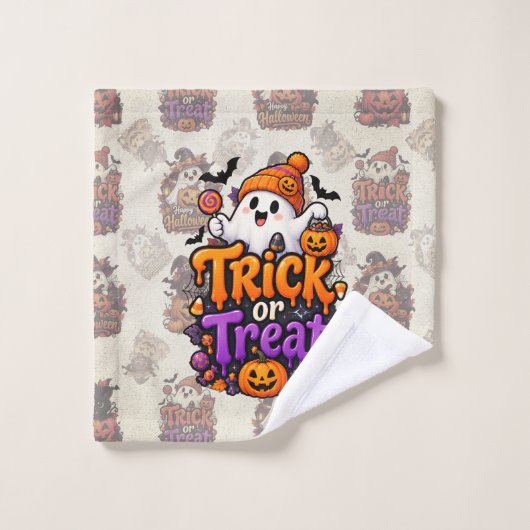 Chaudron de linge fantôme mignon pour Halloween (Gant de toilette)