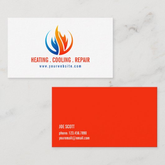 Chauffage et climatisation, Carte de visite de ref (Devant / Derrière)