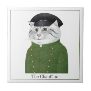 CHAUFFEUR CAT 4,25" vierkante keramische Tegel + t Tegeltje